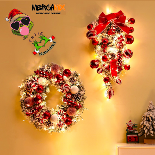 Decoraciones navideñas guirnalda para puerta, ventanas o centro de mesa