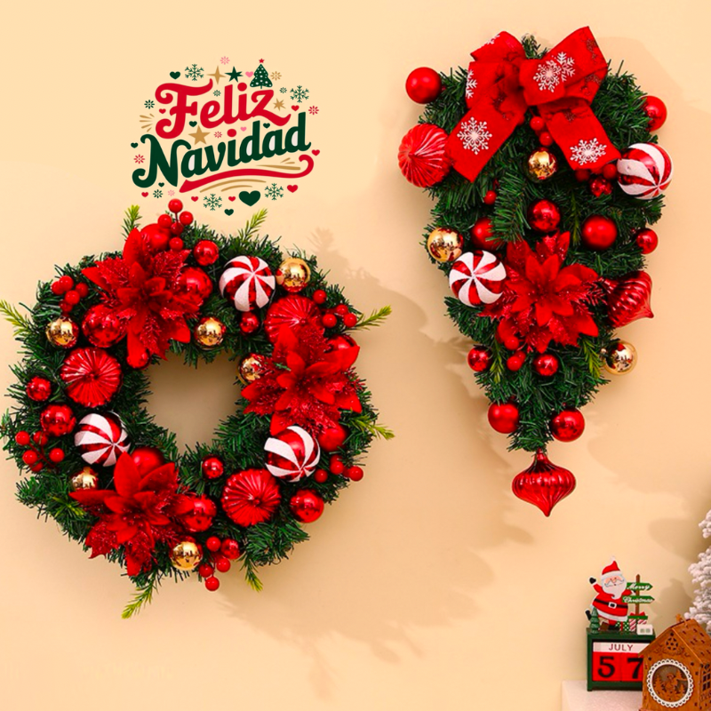 Decoraciones navideñas guirnalda para puerta, ventanas o centro de mesa